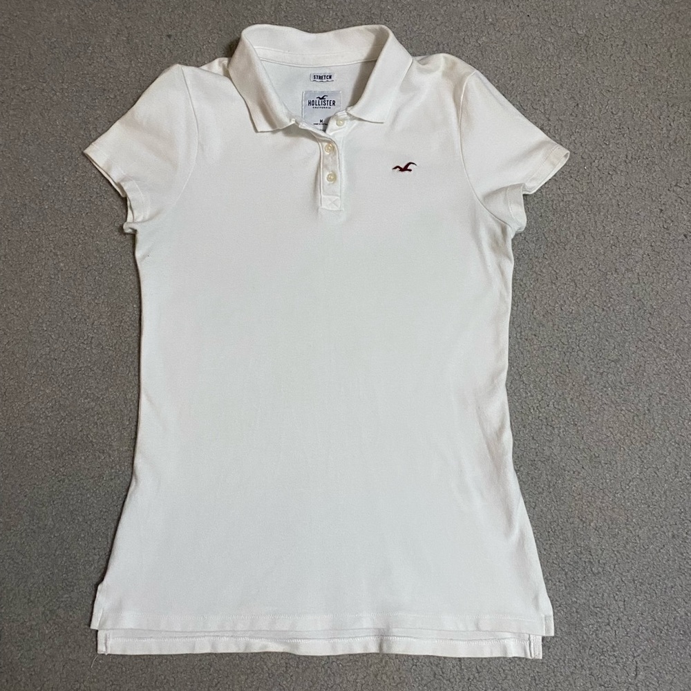 Hollister Women’s Medium White Stretch Polo; Back to School
